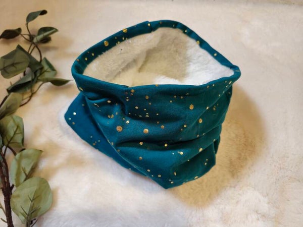 Colsjaal petrol gouden dots