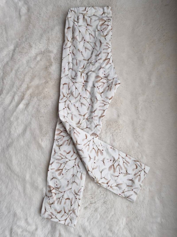 Legging 98 wit met blaadjes