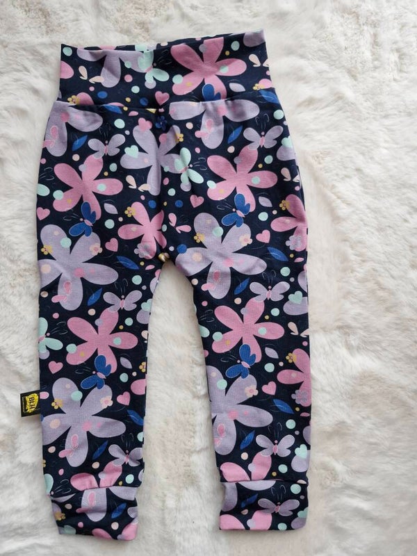 Broekje 89 blauw roze bloemen