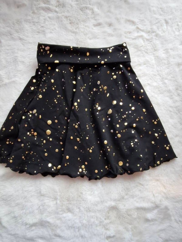 Rokje zwart glitter foil