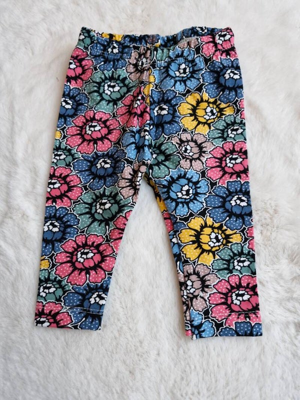 Legging blauw met grote bloemen