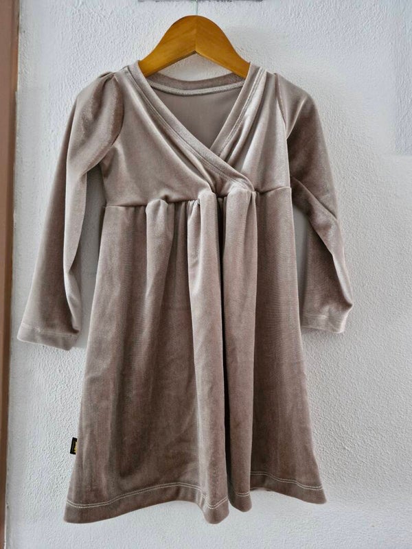 Jurk 98 velours licht roze/ champagne