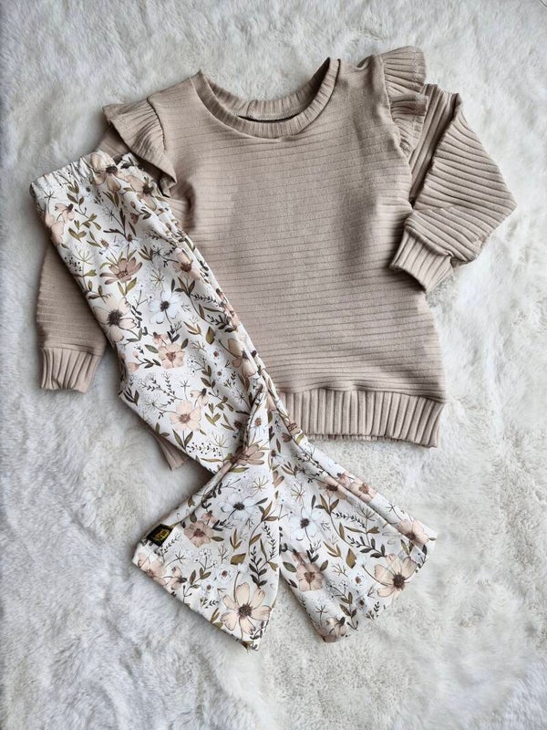 Sweater brede rib licht taupe