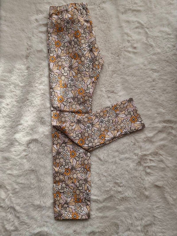 Legging 116 vrolijke bloemen lila