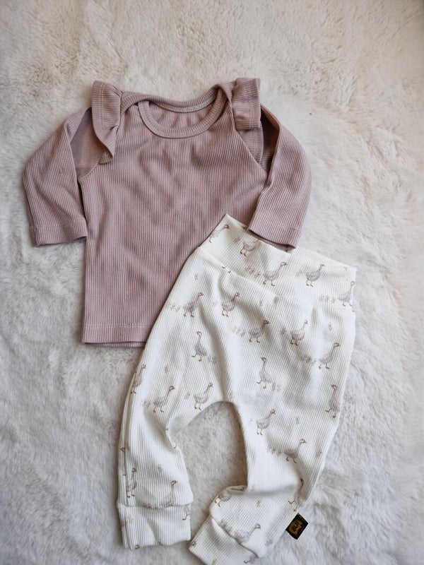Mama gans broekje met shirtje oud roze