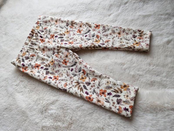 Legging rib tricot floral light pink