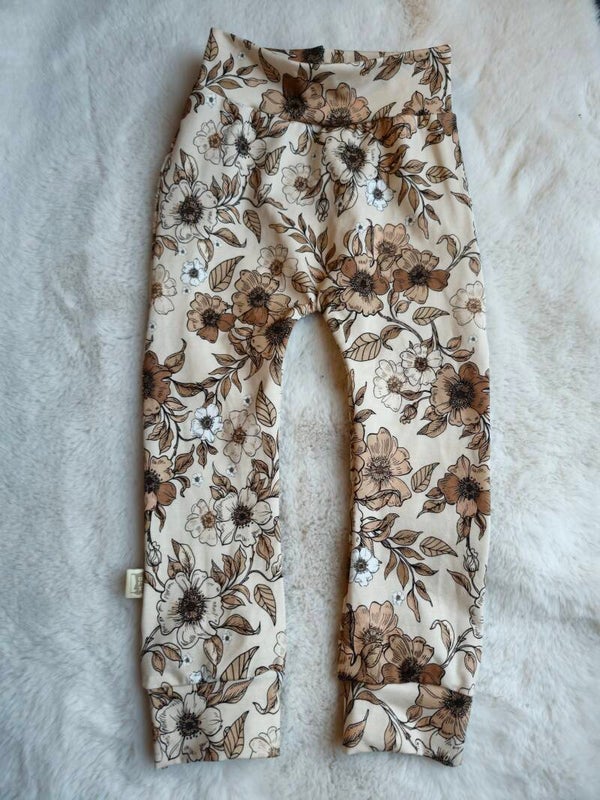 Broekje 98 flowers brown