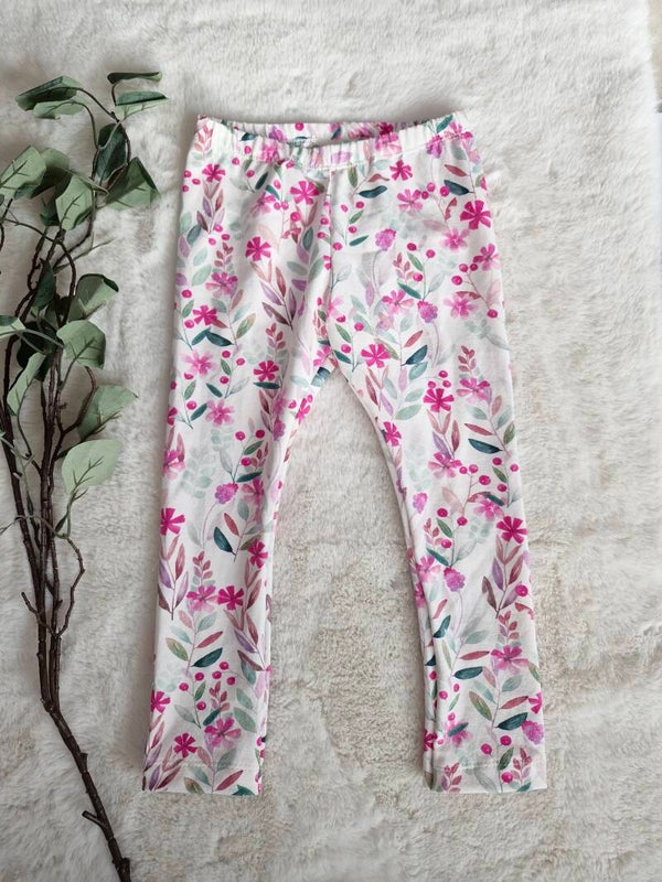 Legging 98 floral dark pink
