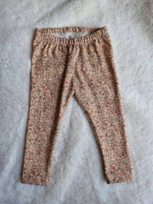 Legging 80  bloemenprintje cacao