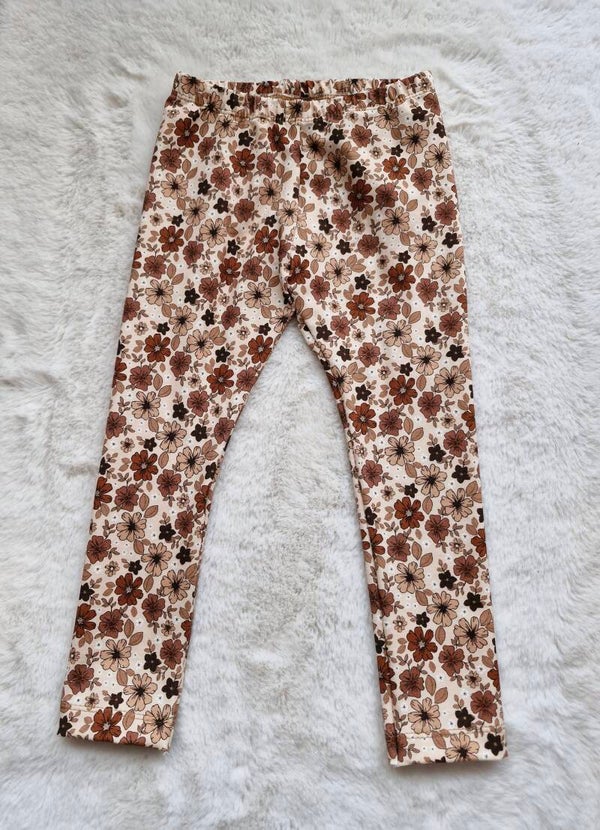 Legging 98 bruine bloemenprint