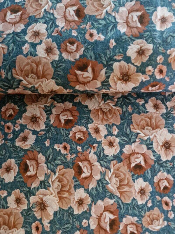 Sweat digital petrol bleu flowers