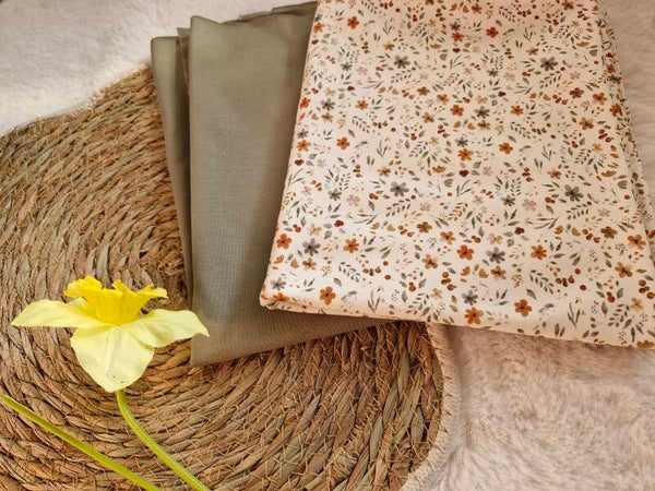 Setje 50cm+50cm bloemencollage ecru