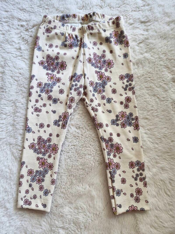 Rib legging 80 lila bloemenprint