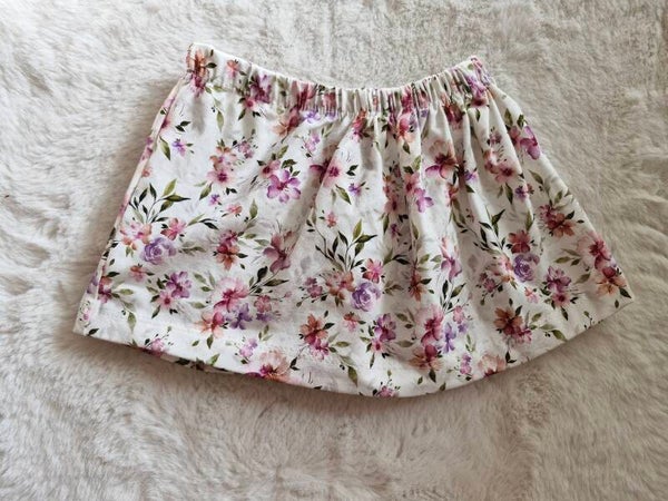 Rimpelrokje 80 flowers pink