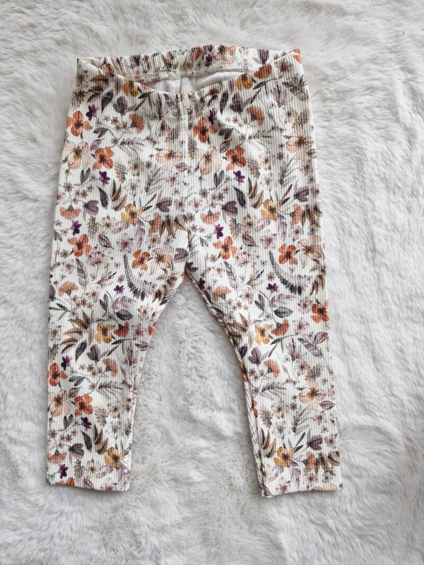 Legging 74 rib zacht roze bloemen