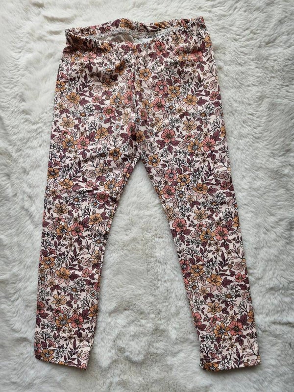 Legging vintage bloemenprint klei