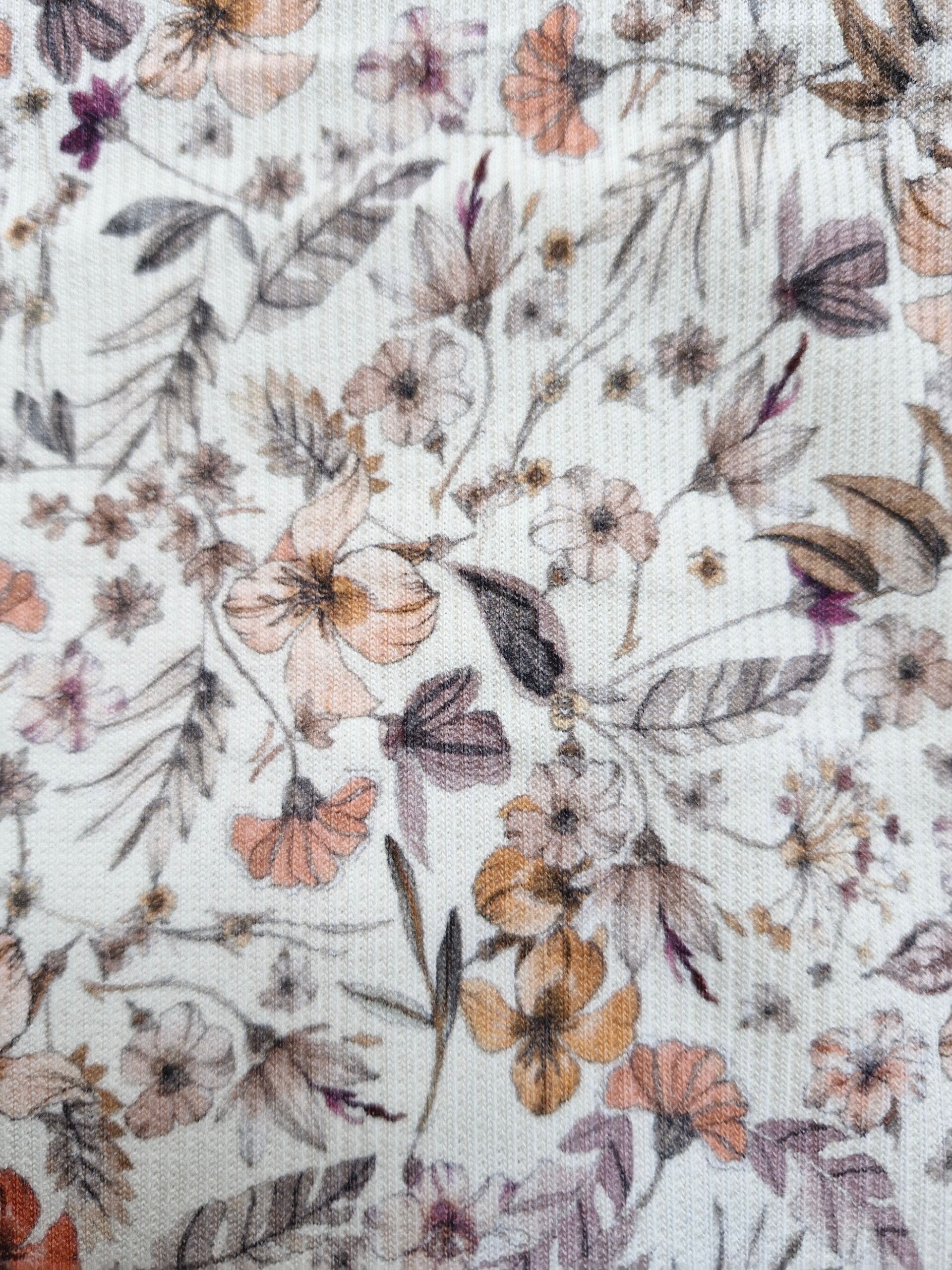 Shirtje rib bloemenprint