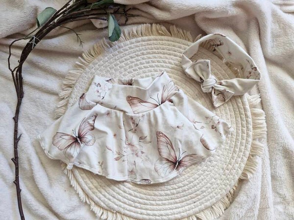 Summer skirted bummie vlinder beige