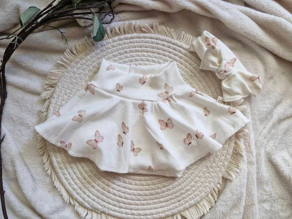 Summer skirted bummie vlindertjes pink