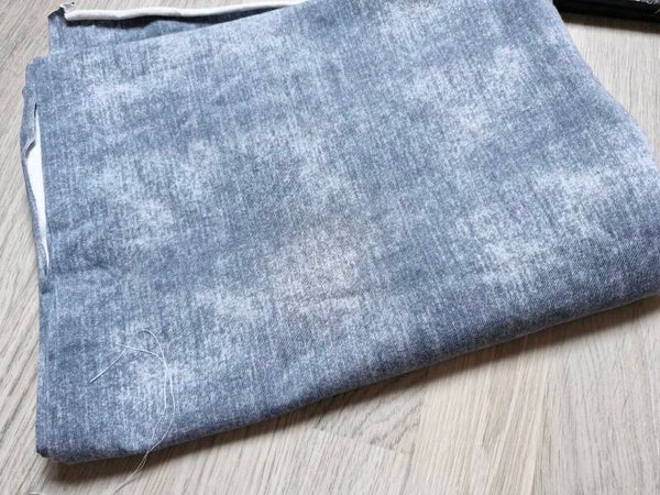 Coupon katoen tricot 1mx1.4m jeanslook antraciet blauw