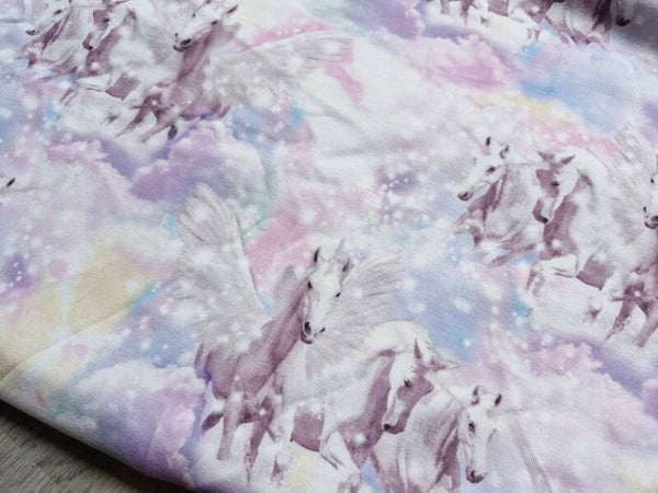 Coupon 3m katoenen tricot unicorn pastel