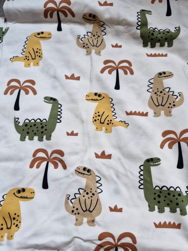 Katoenen tricot coupon 1m x1.4m dino