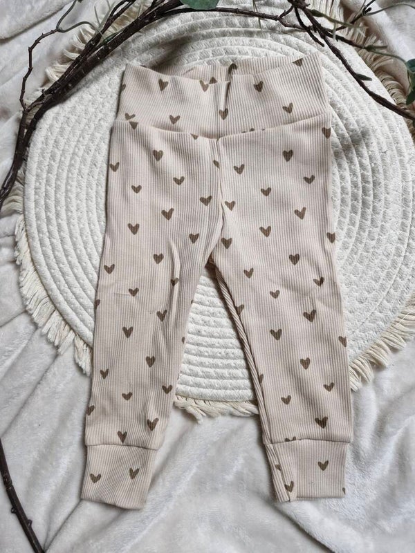 Legging broekje 74 hartjes rib