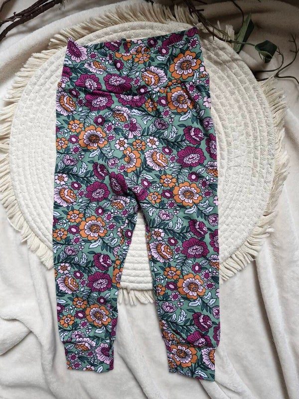 Legging broekje 86 green flowers