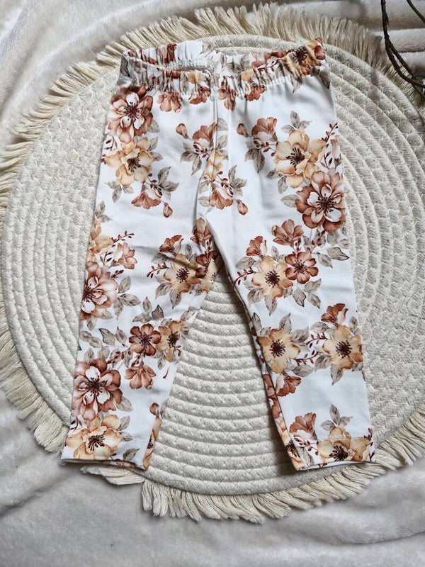 Legging 68 franse bloemen cacao