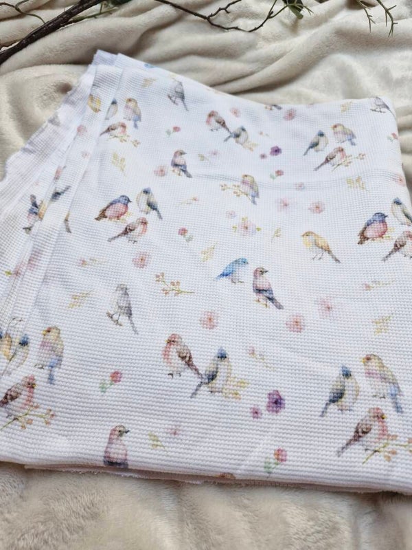 Coupon wafel tricot vogeltjes