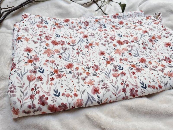 Coupon katoen tricot waterbloem