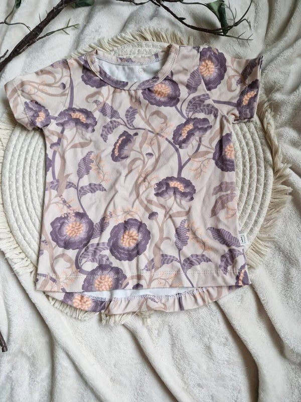 Tshirtje purple flowers 80
