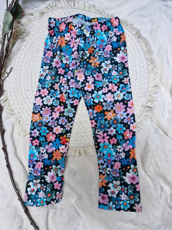 Legging 92 blauw met bloemen