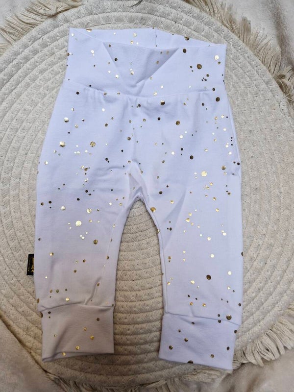 Broekje 56 wit glitter foil gold