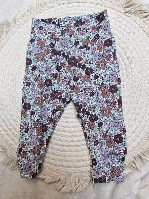 Legging broekje 62 lila flowers
