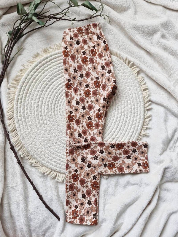 Legging 104 bruine bloemenprint