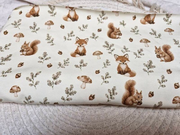 Katoenen tricot vosjes en eekhoorn