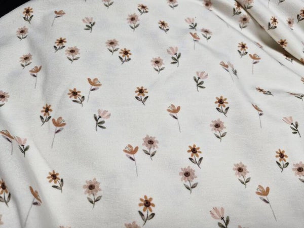Coupon katoen tricot fleures
