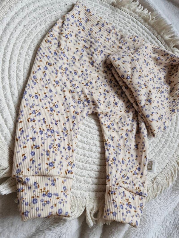 Setje 56 blauw bloemenprintje