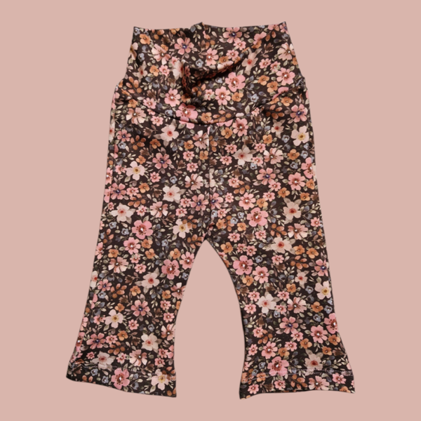 Legging of flare bloemenprint bruin