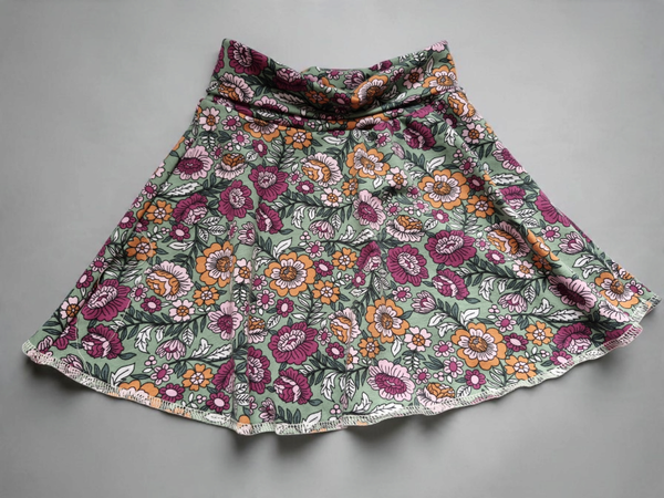 Skater rokje 98 groen bloemenprint
