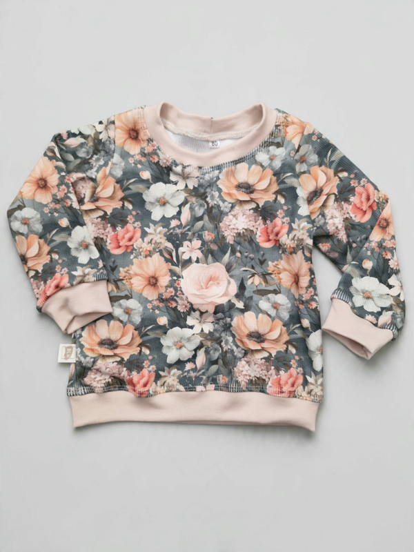 Ribtricot sweater 80 bloemenprint