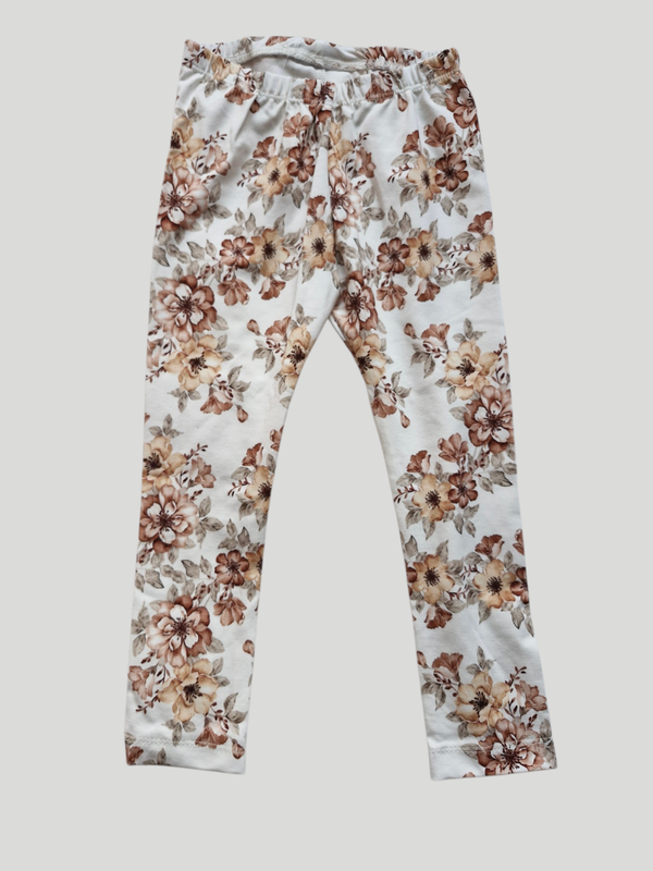 Legging 98 franse bloemen cacao