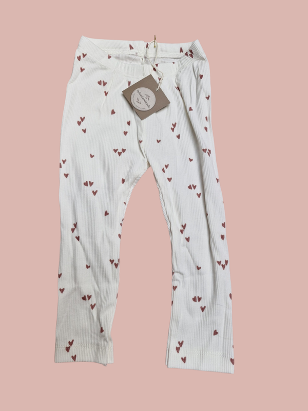 Legging 86 creme hartjes klei