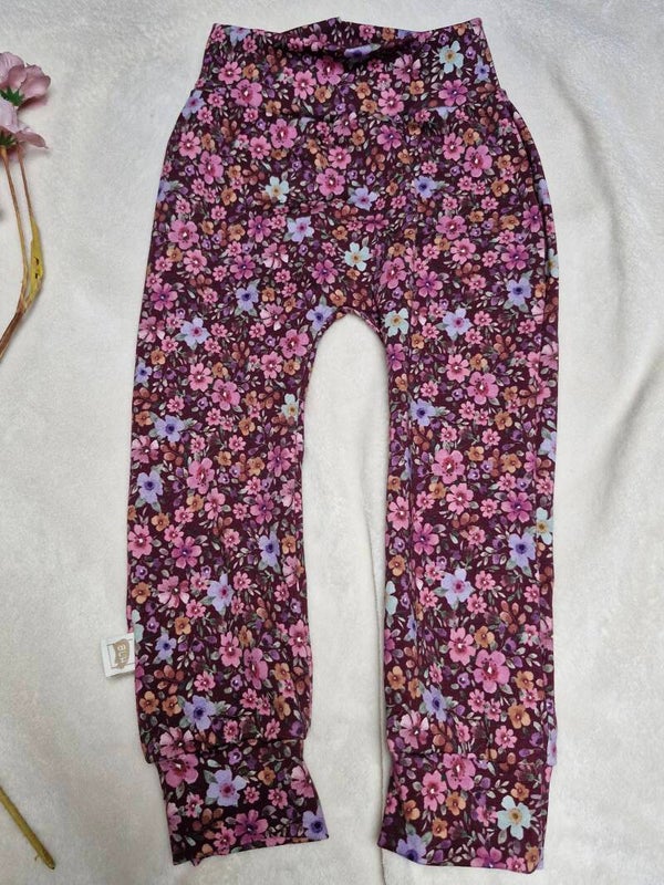 Harembroekje 92 bruin rose bloemenprint
