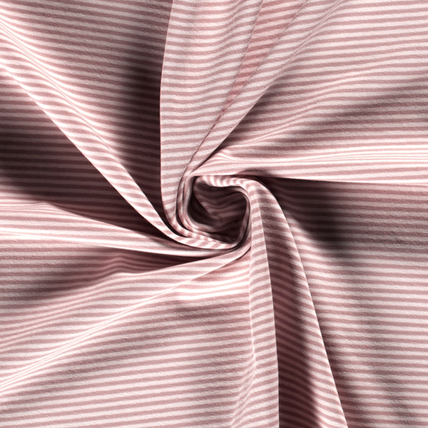Katoenen tricot streepjes roze