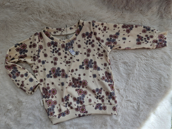 Sweater lila bloemenprint rib