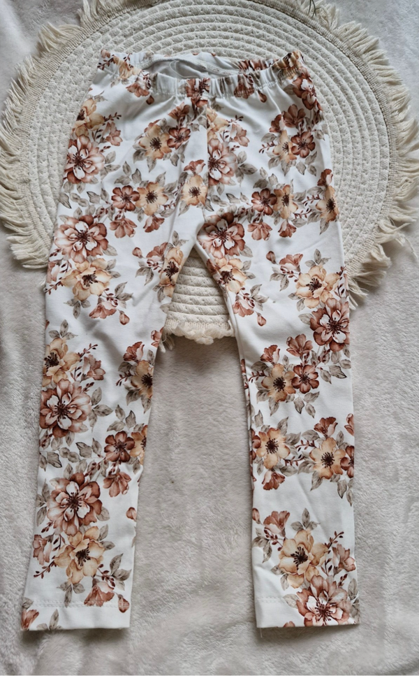 Legging 98 franse bloemen cacao