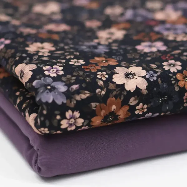 Harembroekje bloemenprint donker paars