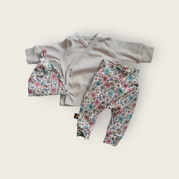 Babyset vintage zomerse bloem oud roze